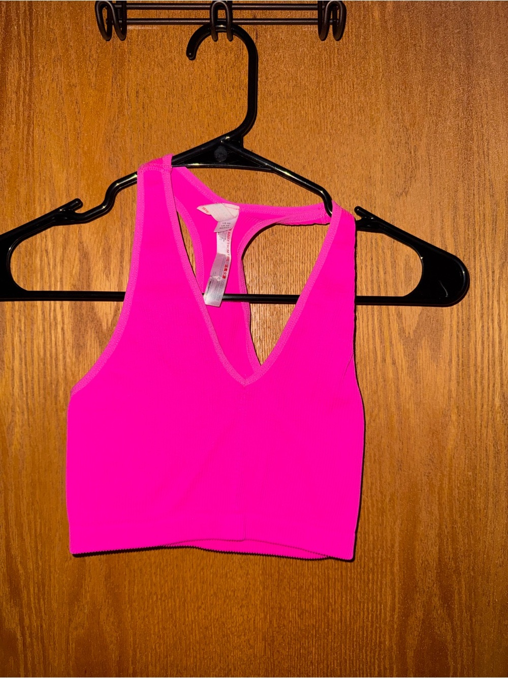 FP Movement by Free People Hot Pink V-Neck Racerback Bralette